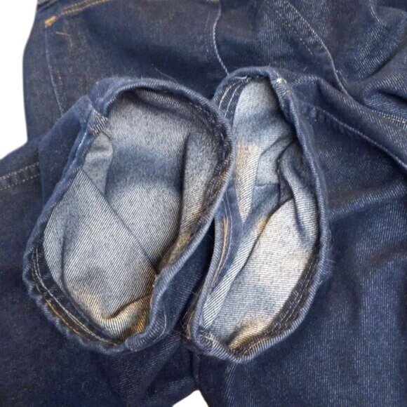 Wrangler 32 x 27 Jeans Rugged Wear Mens Dark Blue Denim Altered - Picture 6 of 13